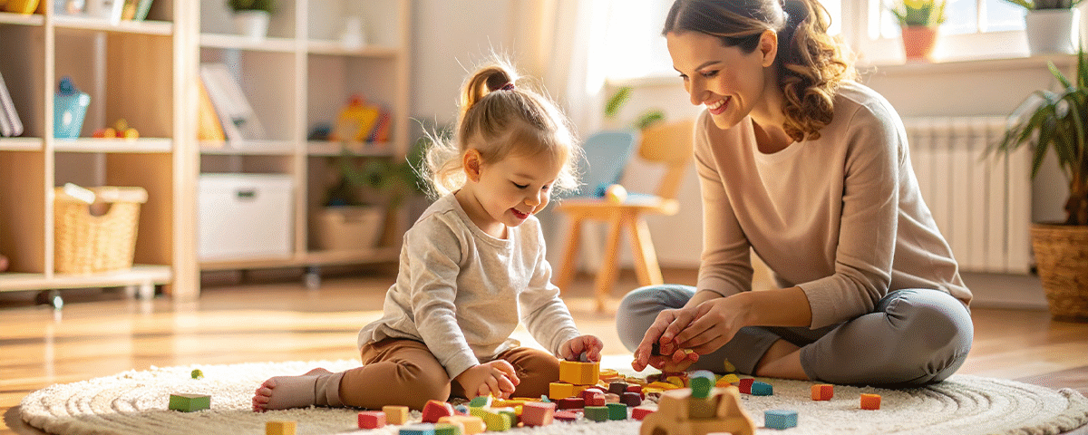 oyun terapisi sırasında çocuk ve terapist birlikte