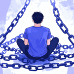 Madde bağımlılığı ile mücadele eden bir kişinin yalnızlığını ve içsel çatışmasını simgeleyen sembolik görsel.